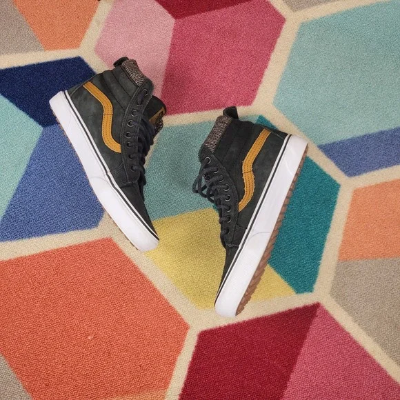 Vans Sk8-Hi MTE Forest Green Suede Mustard Yellow Stripe High Top Sneakers Men 8 - Picture 7 of 8